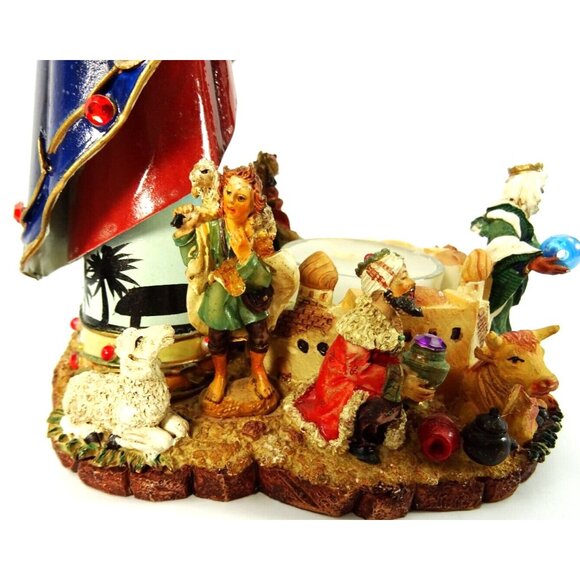 Nativity Statue Candle Holder Metalwork and Resin Virgin Mary Christmas Manger - Picture 7 of 15